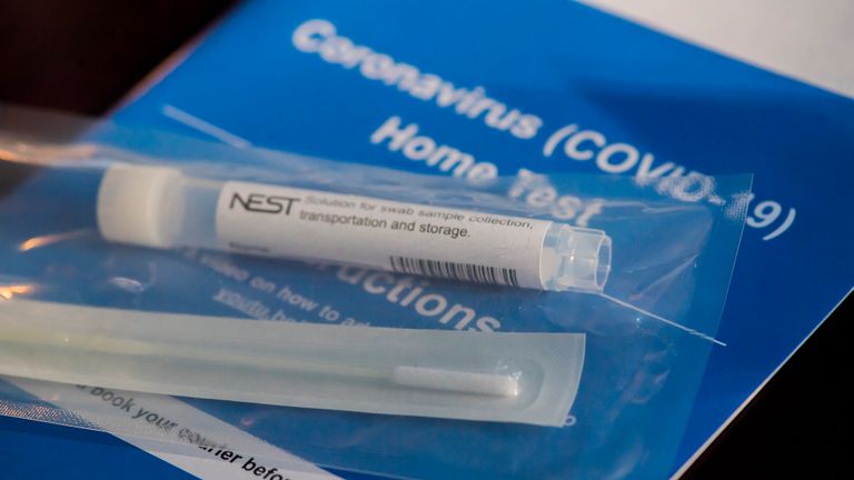 Image shows an NHS Coronavirus (COVID-19) Home Test kit