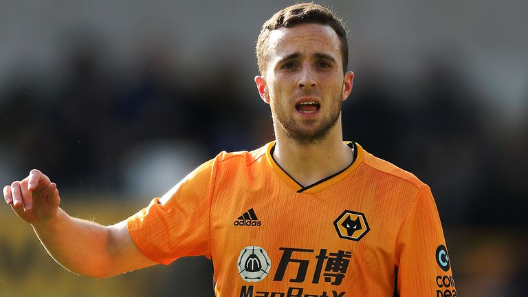 Diogo Jota of Wolverhampton Wanderers during the Premier League match between Wolverhampton Wanderers and Norwich City at Molineux on February 23, 2020 in Wolverhampton, United Kingdom.