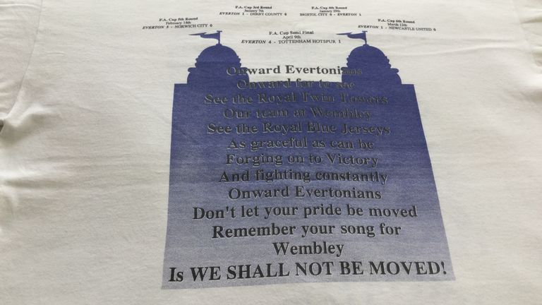 Everton's run to Wembley is charted on the back as well as a call to arms