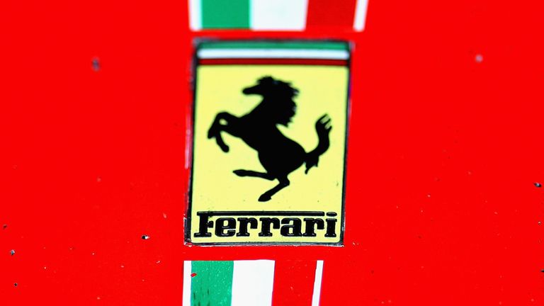 Ferrari badge during final practice for the Formula One Grand Prix of Mexico at Autodromo Hermanos Rodriguez on October 27, 2018 in Mexico City, Mexico.