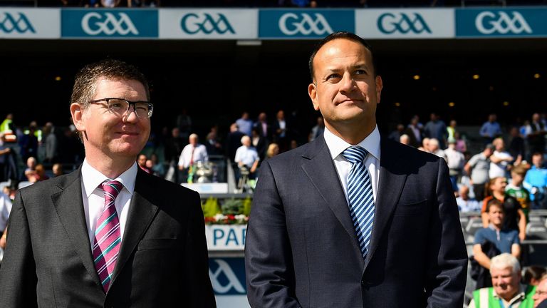 Varadkar in attendance at the 2018 All-Ireland final, alongside Tom Ryan, Director General of the GAA
