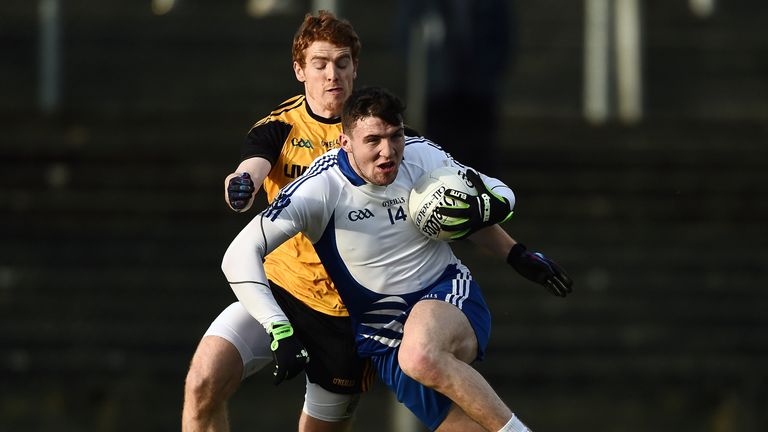 Damien Comer of Connacht in action against Peter Harte of Ulster  during the 2016 GAA Interprovincial Football Championship final