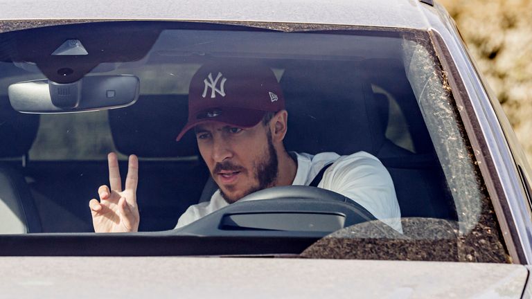 Eden Hazard arrives for coronavirus testing in Madrid earlier this month