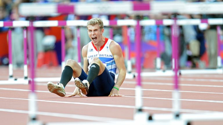 Green reacts after falling at the 2012 Olympics