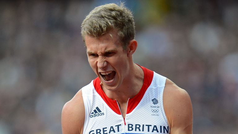 Jack Green reacts after falling in the 400m hurdles semi-finals at the 2012 Olympics 
