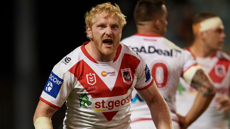 James Graham of the Dragons reacts during the round 1 NRL match between the St George Illawarra Dragons and the Wests Tigers at WIN Stadium on March 15, 2020 in Wollongong, Australia. 