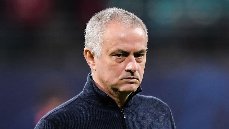  Jose Mourinho of Tottenham Hotspur FC during the UEFA Champions League round of 16 second leg match between Red Bull Leipzig and Tottenham Hotspur FC at the Red Bull Arena on March 10, 2020 in Leipzig, Germany