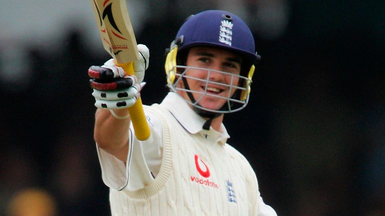 LONDON - JULY 22:  Kevin Pietersen of England celebrates scoring 50 runs during day two of the first npower Ashes Test match between England and Australia at Lord&#39;s on July 22, 2005 in London.  (Photo by Mike Hewitt/Getty Images) *** Local Caption *** Kevin Pietersen