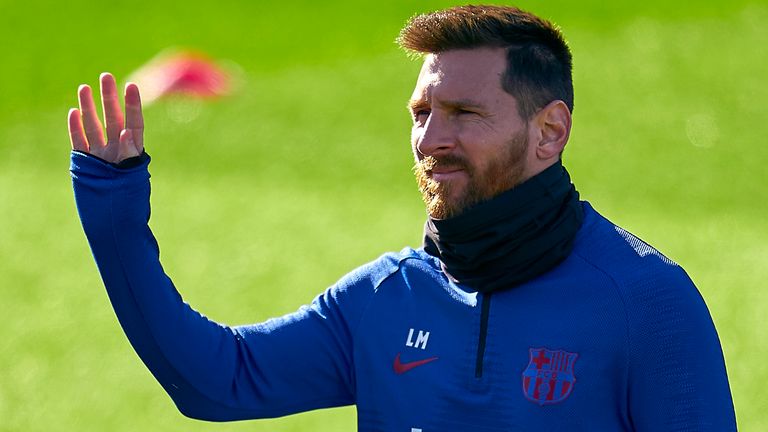 Lionel Messi pictured during a Barcelona training session
