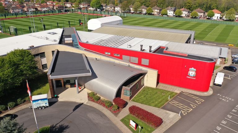 Aerial shot of Melwood, Liverpool&#39;s training ground.