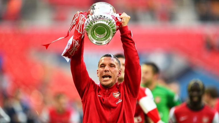 Lukas Podolski during the FA Cup with Budweiser Final match between Arsenal and Hull City at Wembley Stadium on May 17, 2014 in London, England.