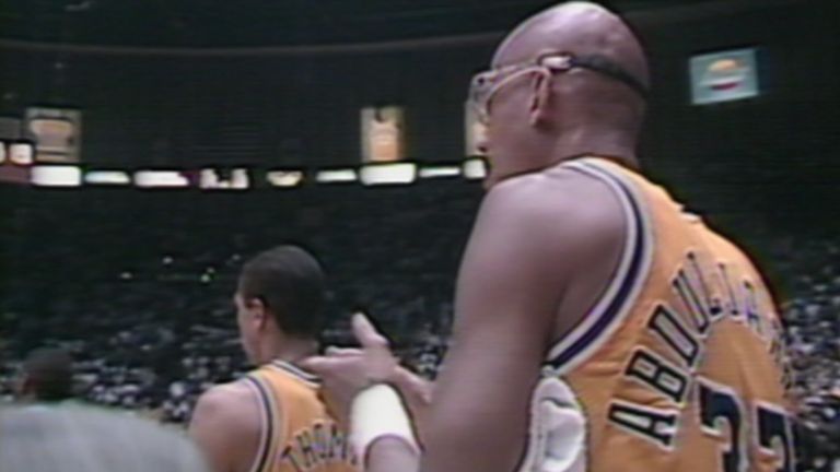 Relive Kareem Abdul-Jabbar&#39;s final NBA game in 1989 as the Detroit Pistons claimed their maiden championship at the expense of the Los Angeles Lakers.