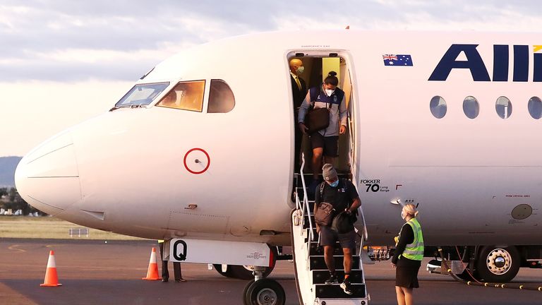 New Zealand Warriors arrived at Tamworth airport in Australia on May 3