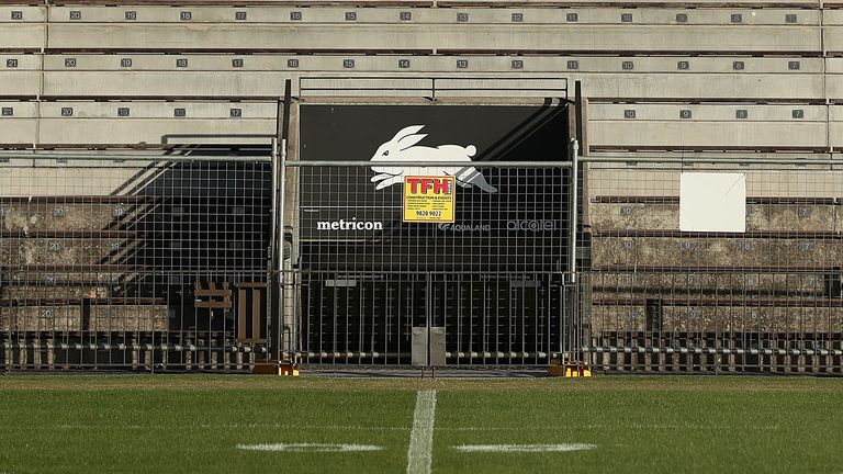 SYDNEY, AUSTRALIA - MAY 04: A general view of Redfern Oval as perimeter fencing surrounds the playing surface on May 04, 2020 in Sydney, Australia. NRL Players are gathering for team meetings ahead of a return to training in the lead up to the NRL's return to play date of May 28th. (Photo by Mark Metcalfe/Getty Images)