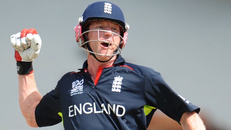 Paul Collingwood celebrates England's World T20 win in 2010