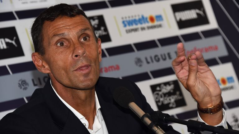 French football Ligue 1 club Bordeaux Girondins Uruguayan new head coach Gustavo Poyet speaks during a press conference presenting Poyet as head coach on January 22, 2018 in Le Haillan, near Bordeaux, southwest France. Bordeaux Girondins Uruguayan new head coach Gustavo Poyet replaces former head coach French Jocelyn Gourvennec. / AFP PHOTO / MEHDI FEDOUACH (Photo credit should read MEHDI FEDOUACH/AFP via Getty Images)