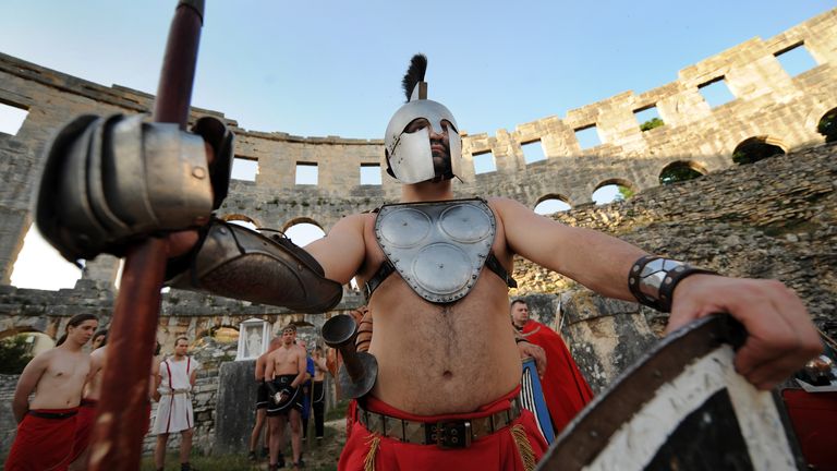 A gladiator performance at the historic location