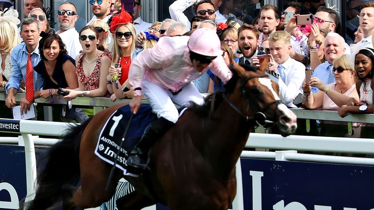 Seamie Heffernan rides Anthony Van Dyck to victory in the 2019 Epsom Derby