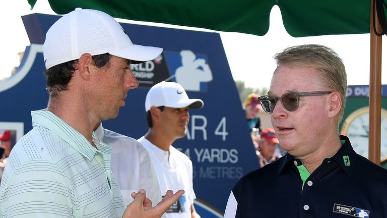 Rory McIlroy and Keith Pelley at Jumeirah Golf Estates on November 18, 2018 in Dubai, United Arab Emirates.