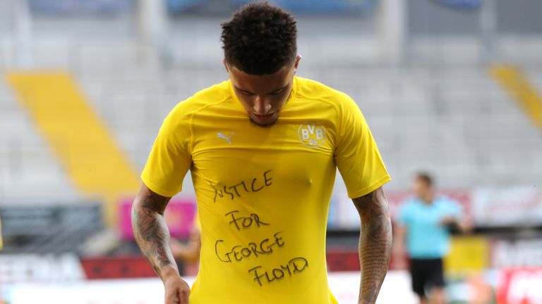 Jadon Sancho revealed a message of support for George Floyd, who was killed by police in the US