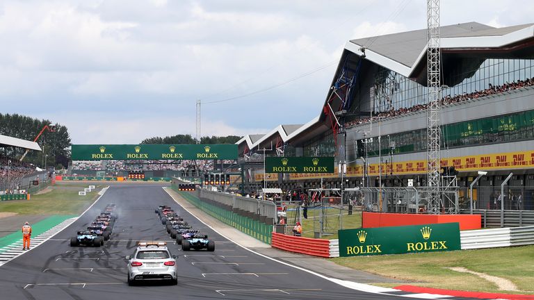 A general view of the grid before the F1 Grand Prix of Great Britain at Silverstone on July 14, 2019 in Northampton, England.