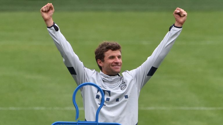 Bayern forward Thomas Muller was one of a number of players to return to training on May 5