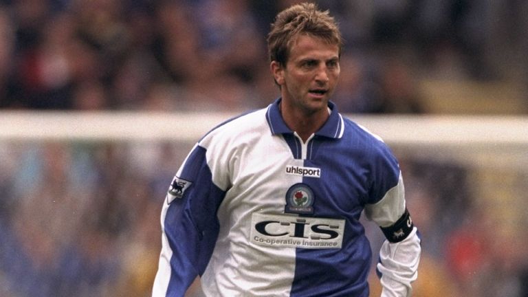 Captain Tim Sherwood in action for Blackburn during 1994-95