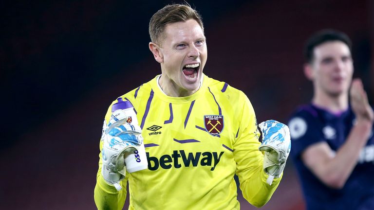 David Martin celebrates his second clean sheet against Southampton