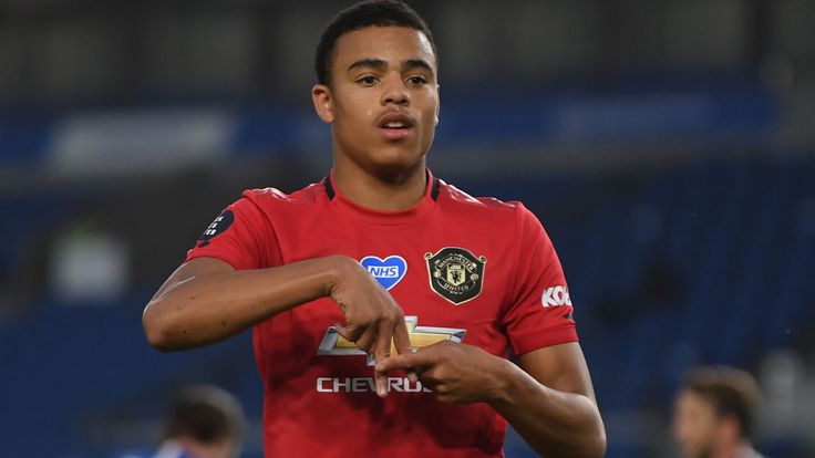 Mason Greenwood celebrates his goal for Manchester United against Brighton in June 2020