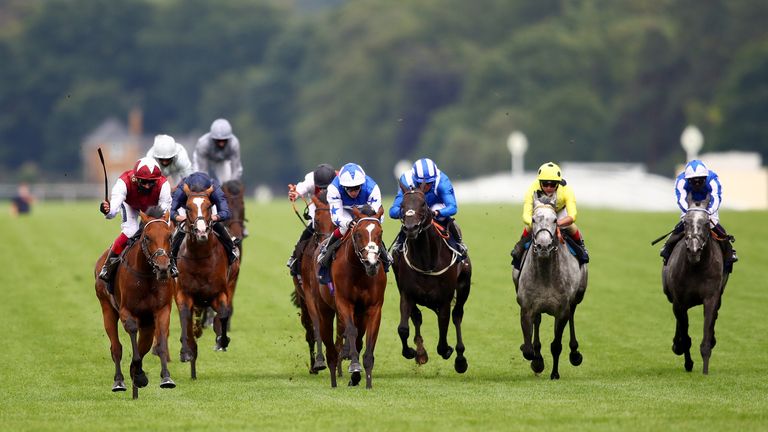 Fanny Logan (left) wins the Hardwicke Stakes