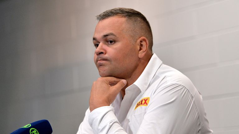 Coach Anthony Seibold of the Broncos looks dejected after the Broncos lost to the  Gold Coast Titans