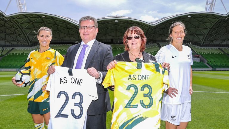 Players and officials from Australia and New Zealand's bid at its launch last year