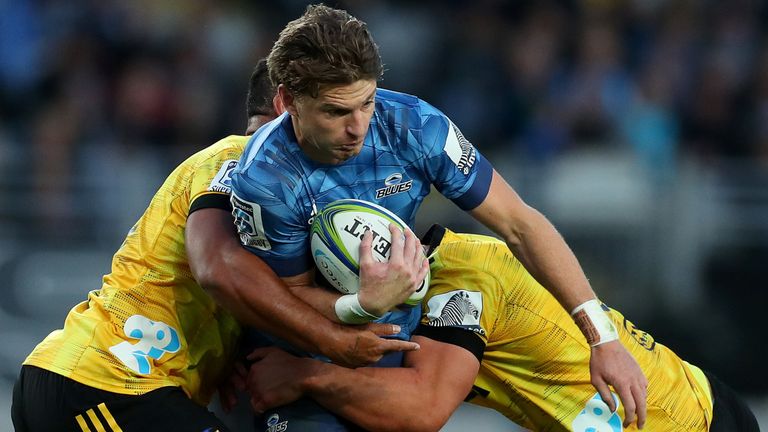 Beauden Barrett takes on the Hurricanes defence