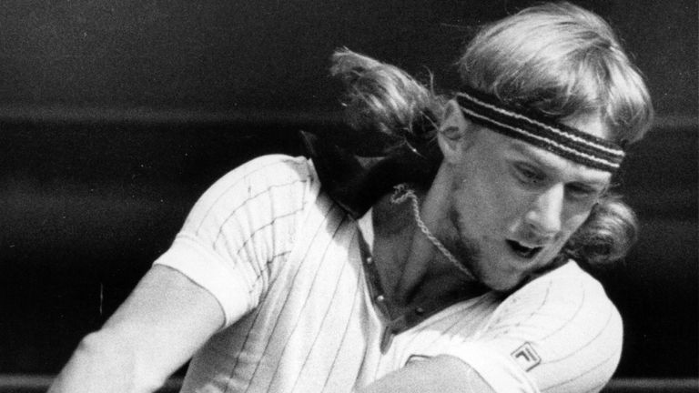 Swedish tennis star Bjorn Borg in action against Nicky Pilic of Yugoslavia, in the men's singles at Wimbledon which he went on to win. (Photo by Central Press/Getty Images)