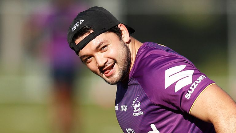MELBOURNE, AUSTRALIA - JUNE 09: Brandon Smith of the Storm in action during a Melbourne Storm NRL training session at Gosch's Paddock on June 09, 2020 in Melbourne, Australia. (Photo by Daniel Pockett/Getty Images)