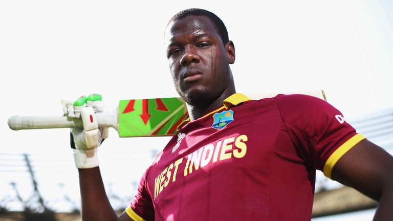 Carlos Brathwaite during a West Indies training session at Wankhede Stadium on March 30, 2016 in Mumbai, India.