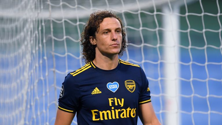 David Luiz was introduced in the 24th minute against Man City but was sent off shortly after half-time as Arsenal lost 3-0
