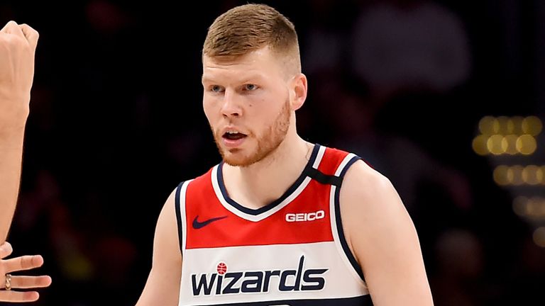 Davis Bertans in action for the Washington Wizards
