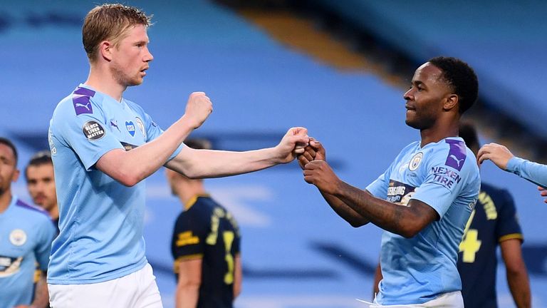 Raheem Sterling and Kevin De Bruyne were on target for Man City in their win over Arsenal
