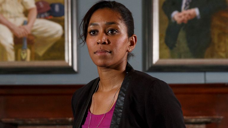 Ebony Rainford-Brent the newly appointed Director of Women's Cricket for Surrey poses for a portrait in the Long Room in the pavilion at The Oval on December 12th 2014 in London (Photo by Tom Jenkins)
