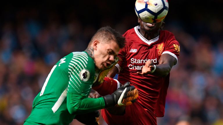 Sadio Mane was sent off after a collision with Ederson in 2017