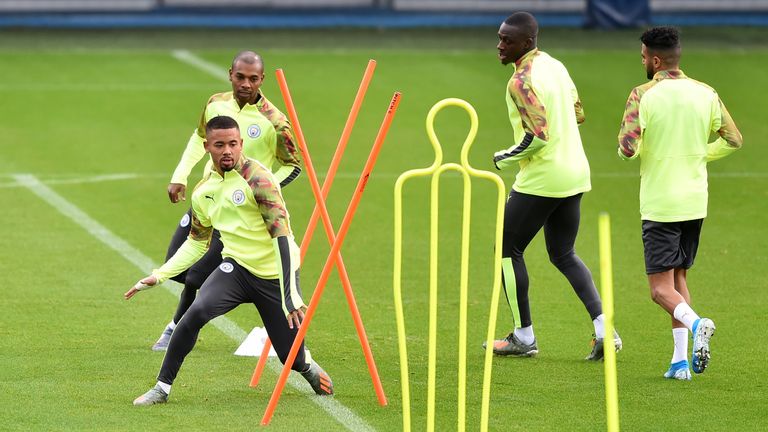 Gabriel Jesus in training for Manchester City
