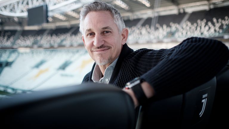 Gary Lineker poses for a portrait session at Allianz Stadium in Turin, Italy.