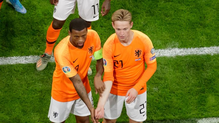 Wijnaldum and Netherlands team-mate Frenkie De Jong made an anti-racism gesture following incidents of racism in Dutch football in 2019