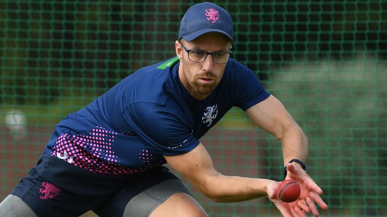 Jack Leach training at Somerset in June 2019