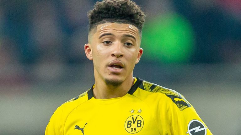 Jadon Sancho in action for Borussia Dortmund in March