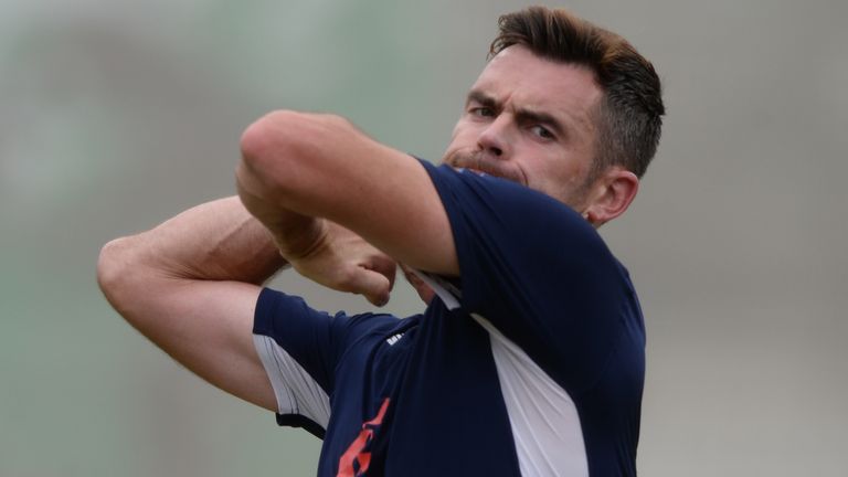 LONDON, ENGLAND - AUGUST 7 : James Anderson of England bowls during a training session before the 2nd Specsavers Test Match between England and India at Lord's Cricket Ground on August 7, 2018 in London England. (Photo by Philip Brown/Getty Images) *** Local Caption *** James Anderson