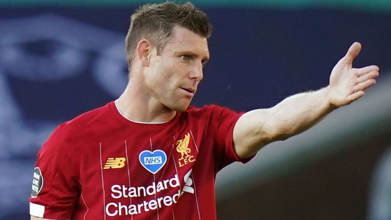 James Milner during the Merseyside derby