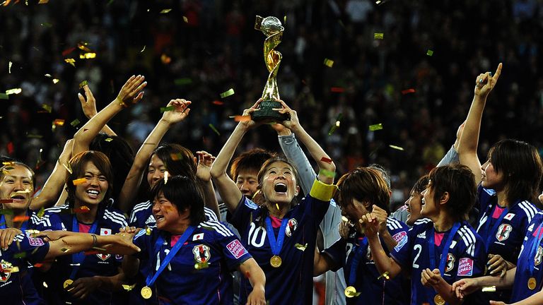 Japan lift the 2011 Women's World Cup 