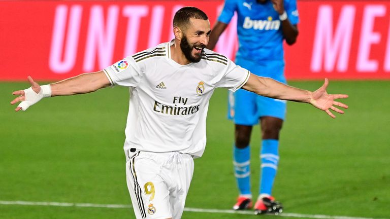 Karim Benzema celebrates his goal on Thursday night